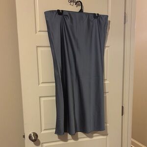 H&M Satin Midi Skirt in Dusty Blue